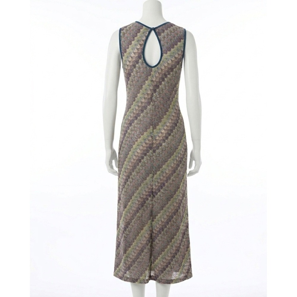Donna Morgan Multi Color Pointelle Knit Sleeveless Maxi Dress Keyhole Back Sz 14